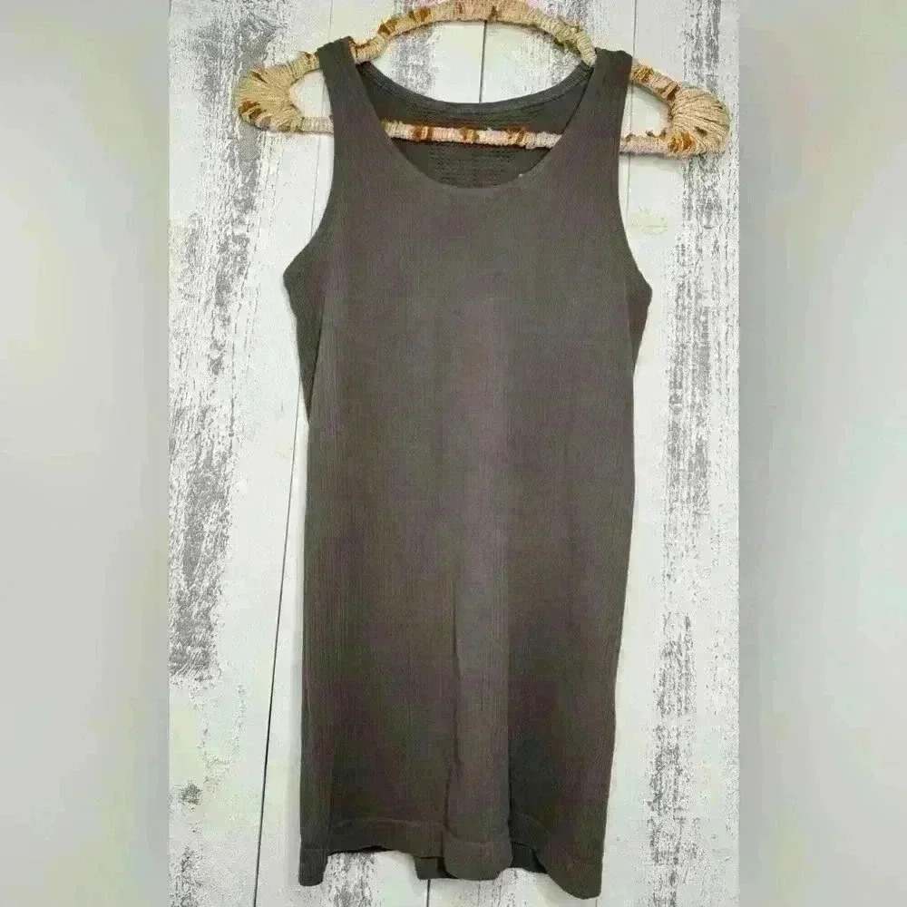 Athleta Pura Tank Top Size XS Ribbed Organic Cotton Gray Seamless Fitted - Picture 2 of 7